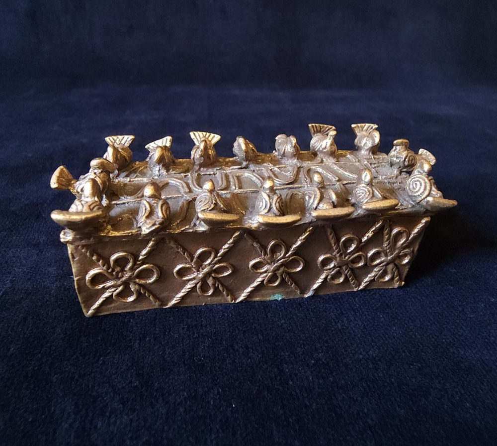 Vintage 1989 MMA Asante Gold Dust Box Brass Metropolitan Museum of Art Ashanti